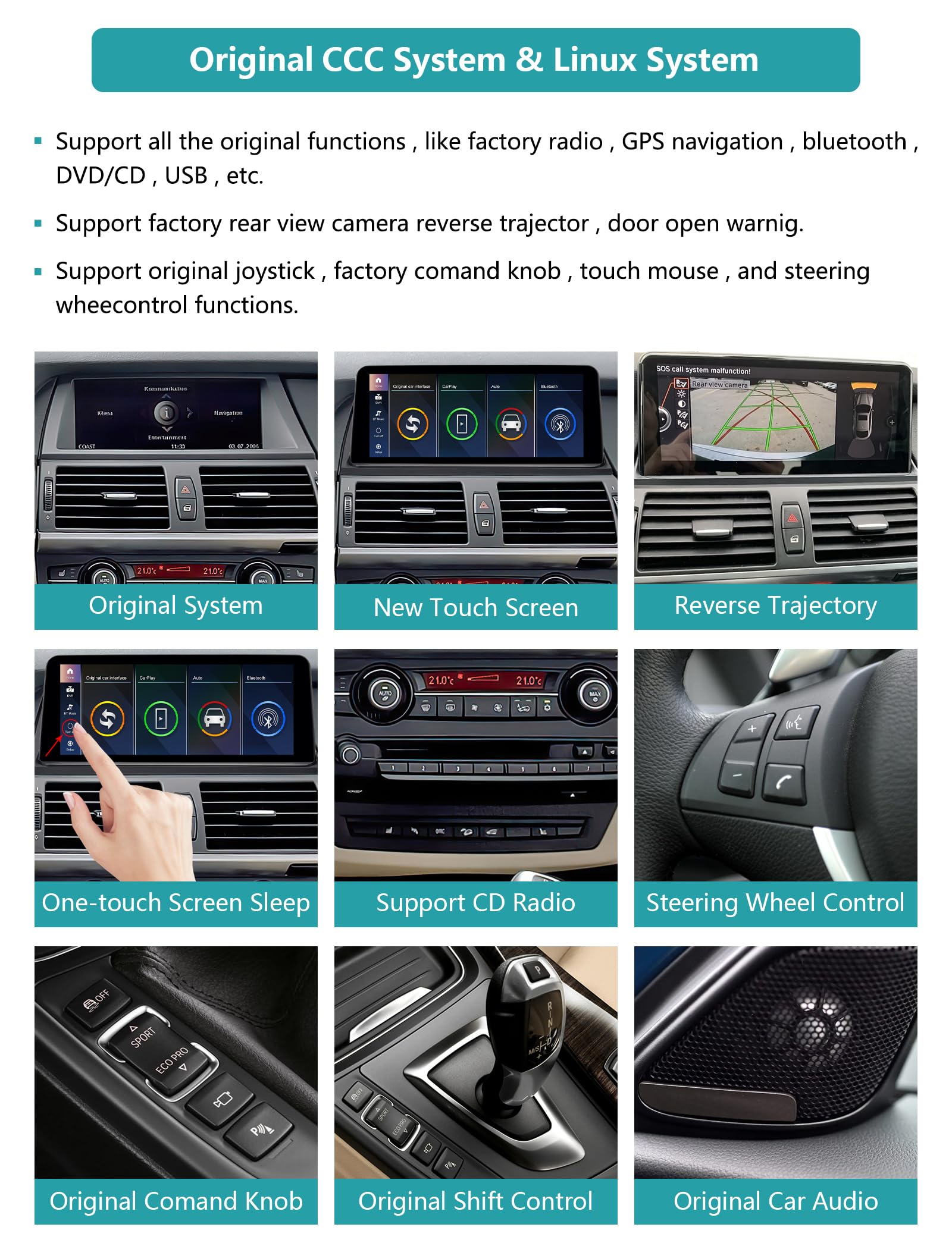 Radio de Coche con Pantalla táctil de 10,25 Pulgadas para BMW 2007-2010 X5/X6 E70 E71 con Sistema CCC, Compatible con Apple Carplay/Android Auto/Mirrorlink/navegación GPS