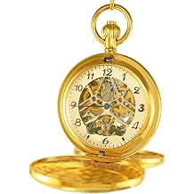 OGLE Vintage Double Copper Cover Case Dual Movement Skeleton Chain Fob Self Winding Automatic Mechanical Pocket Watch