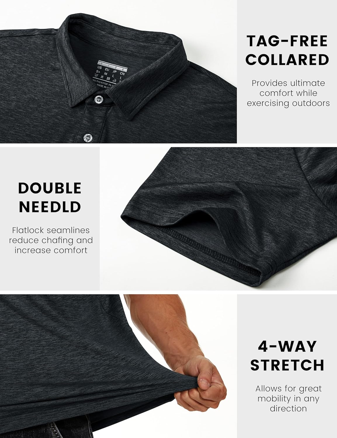 MAGCOMSEN Mens Polo Shirts Short Sleeve Moisture Wicking Performance Collared Shirt 3 Button Casual Work Golf Polos