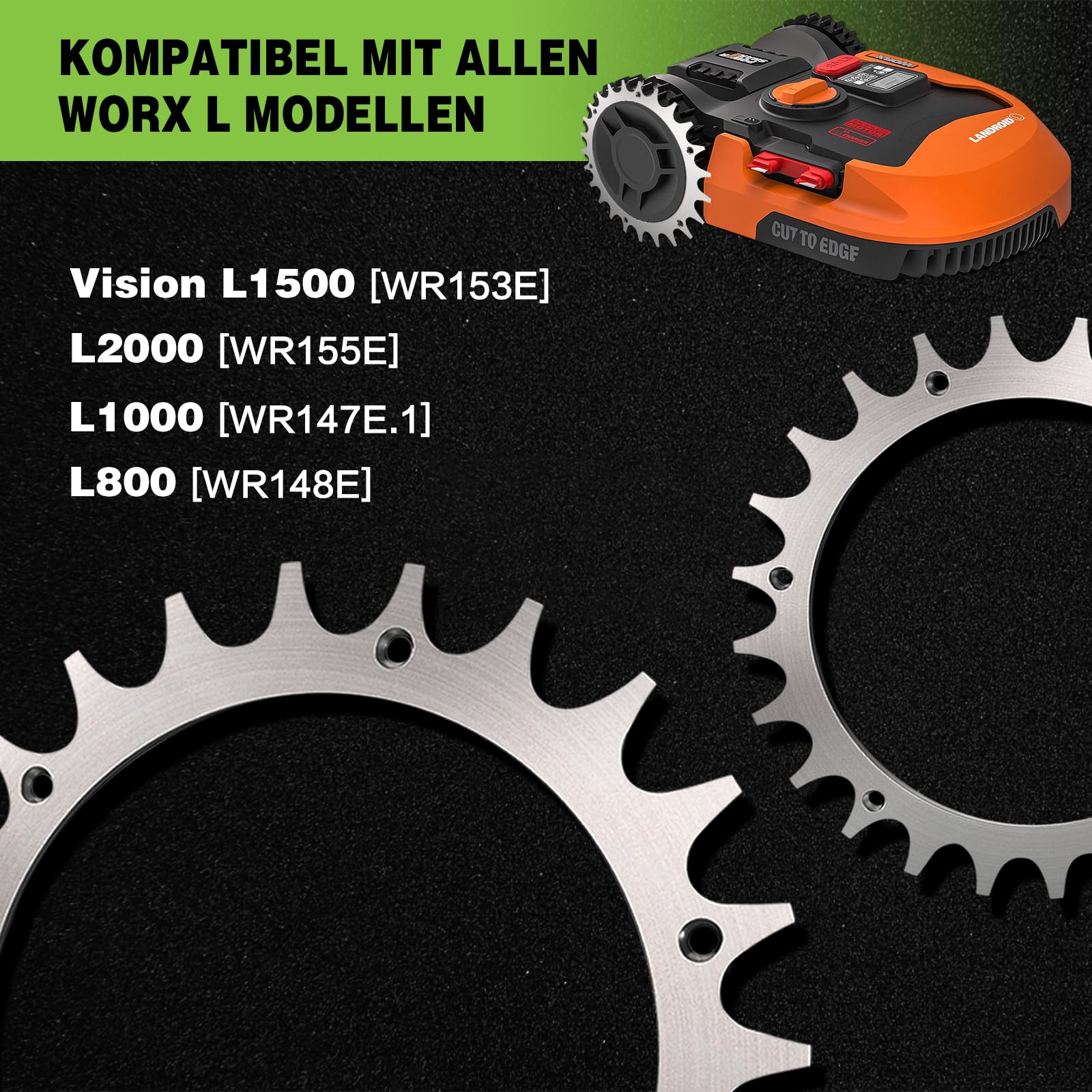 2X Crampons en Acier Inoxydable de qualité supérieure pour modèle Worx Landroid L &Vision Pointes pour Tondeuse à Gazon Améliorateur de Traction,Taille de Roue 225 mm