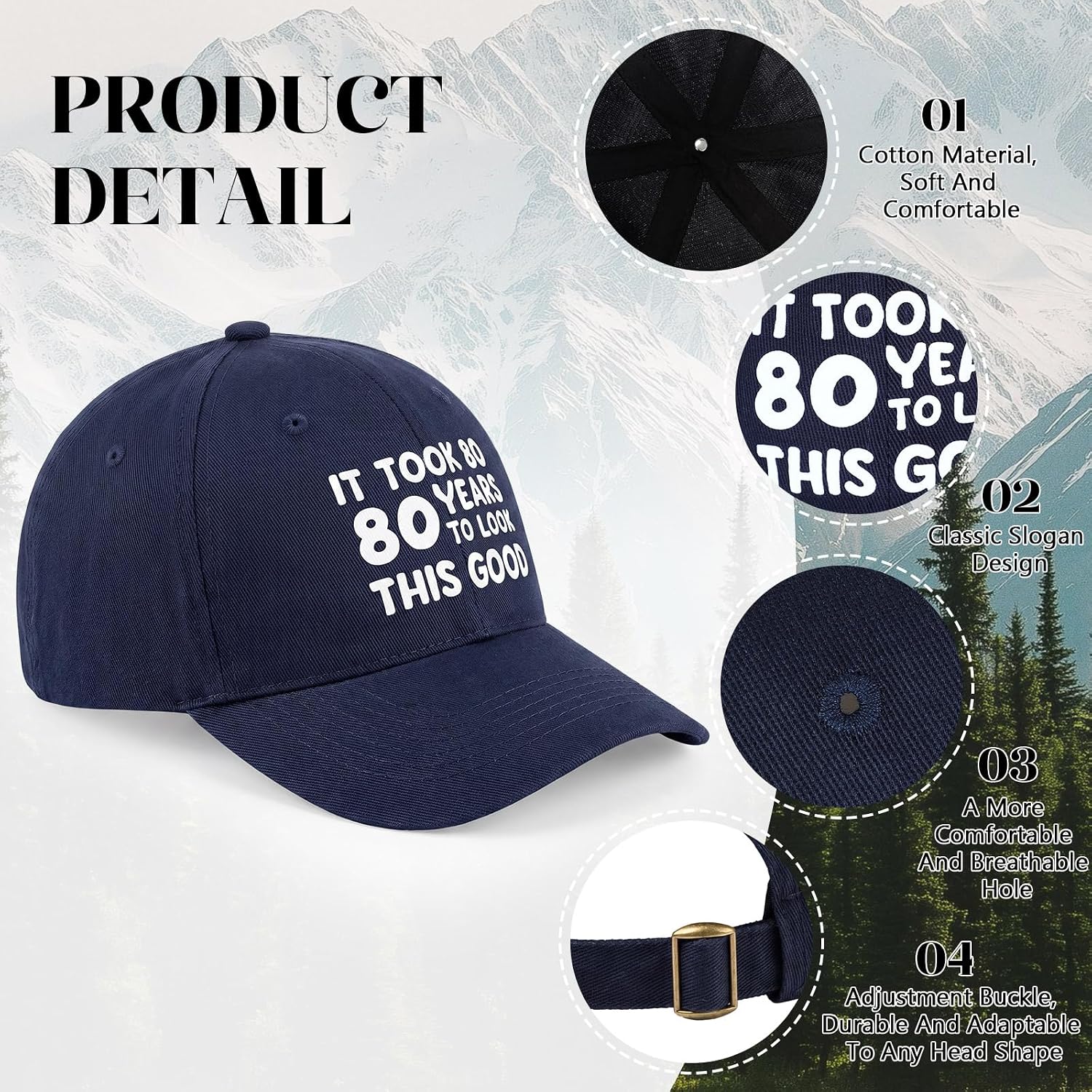 Unittype 80th Birthday Gift for Men Women Hat 80 Year Old Gift image 3