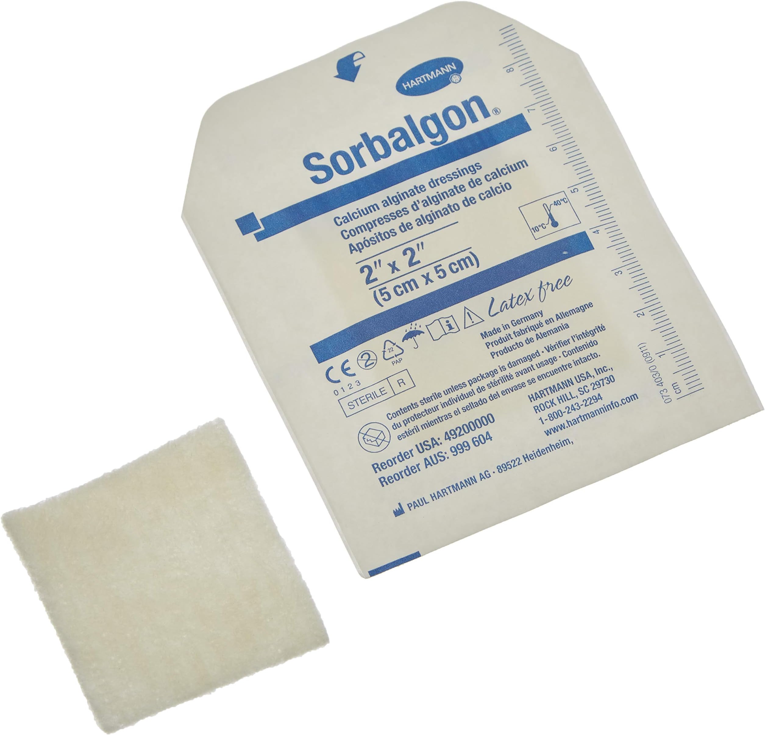 Sorbalgon Calcium Alginate Dressing, 2" Square