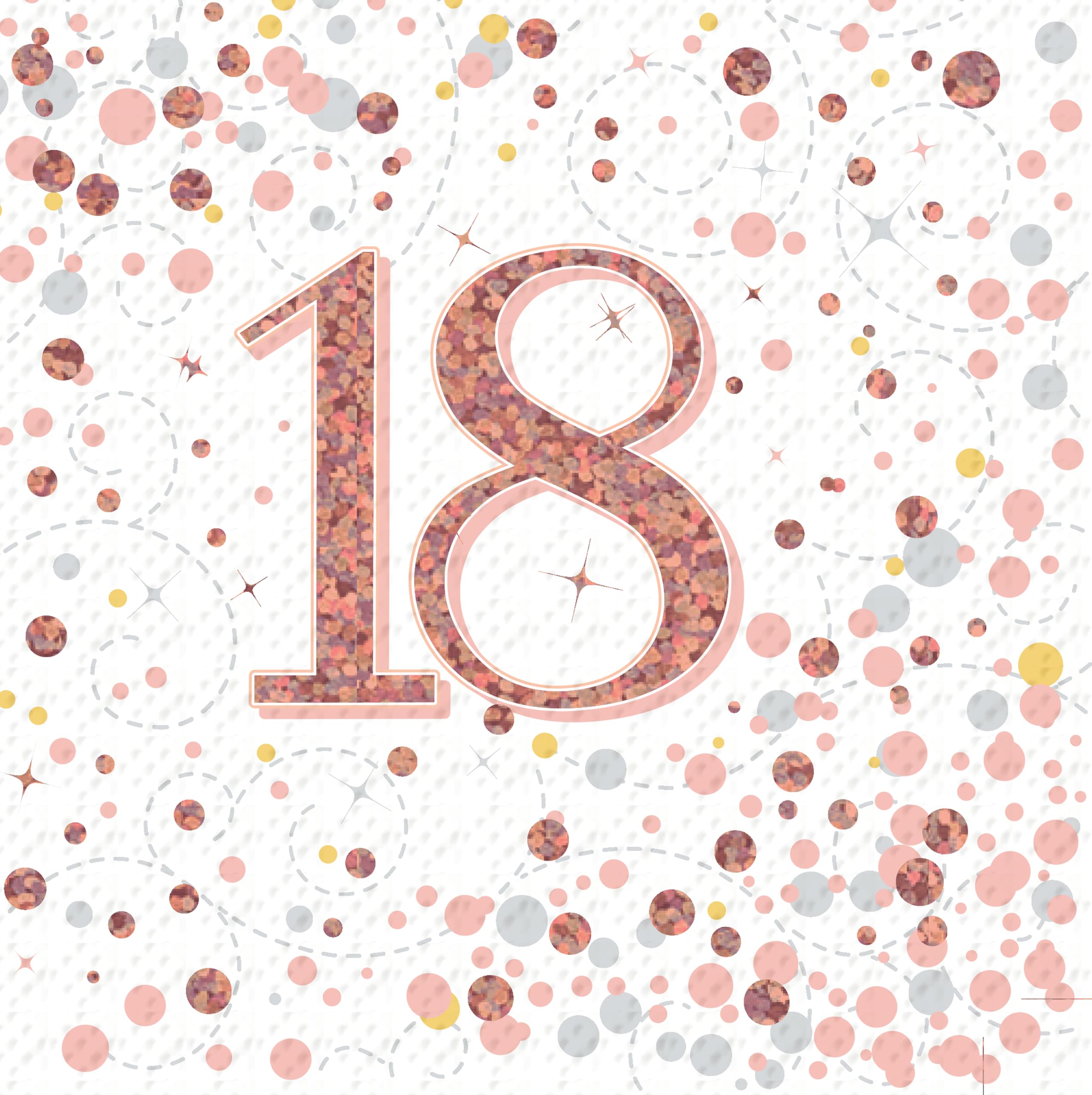 Age 18 Napkins Happy 18th Birthday Hologrphic Rose Gold Napkins Foil Shiny Recyclable Party Tableware