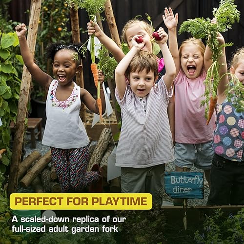 Miniatura 5 de Rugg Tenedor de mano de jardín para niños, mini herramienta de excavación de acero con mango de madera, herramienta de jardinería para niños,