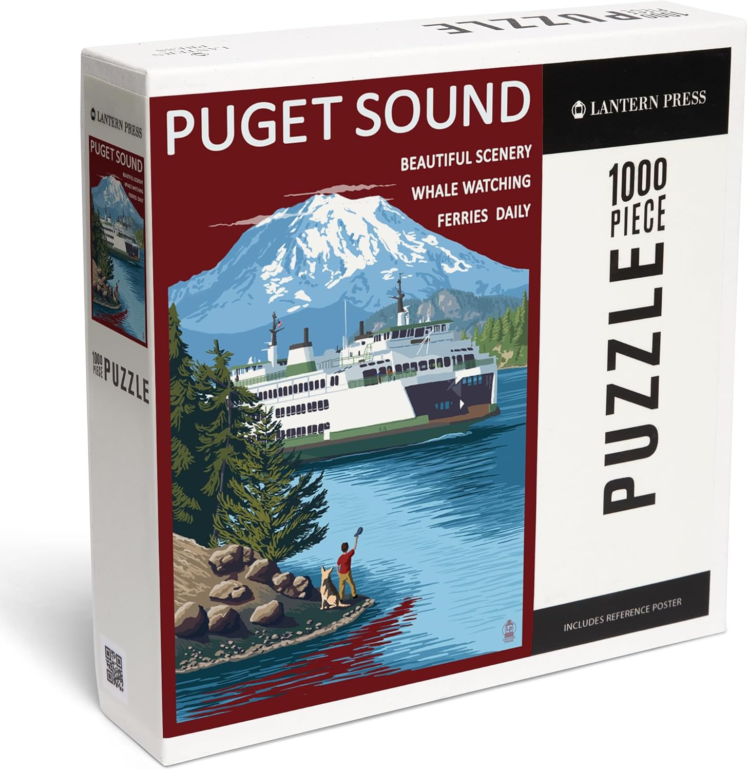 Puget Sound, Washington, Ferry and Mount Rainier Scene (1000 Piece Puzzle, Challenging Jigsaw Puzzle for Adults, Made in USA)