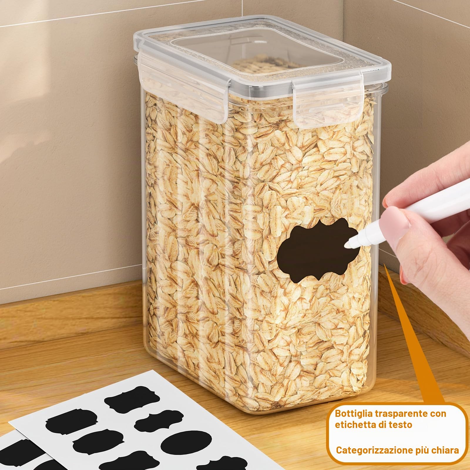 PurKeep 24 contenitori ermetici con coperchio, senza BPA, per farina, zucchero, cereali e accessori da forno, 33,6 l