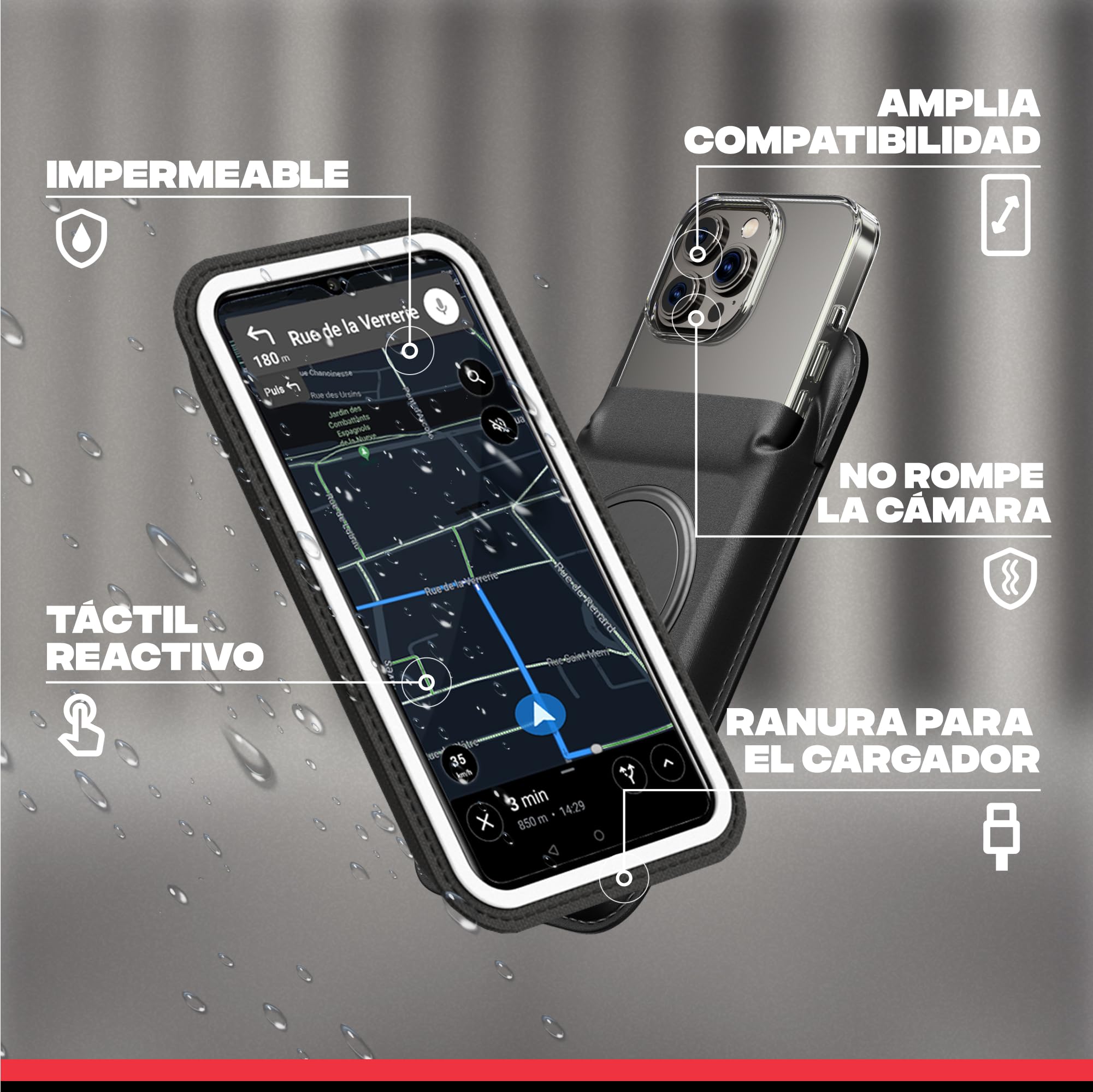 SHAPEHEART Innovación Francesa, Soporte Magnético PRO para Teléfono Scooter y Moto, Bolsa Impermeable Desmontable, Antivibración, Compatible con Cualquier Espejo Retrovisor
