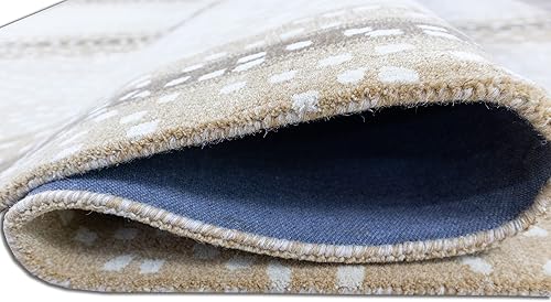 Miniatura 7 de Antelope - Alfombra hecha a mano de lana copetuda con estampado de animales, beige, 3 x 5, 5 x 8, 8 x 10, 9 x 12, 2.5 x 8 (3 pies x 5 pies)