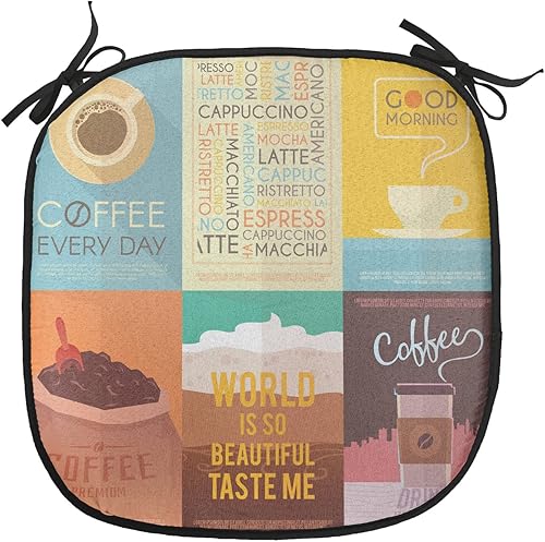 Vista 45 de Lunarable Orient - Cojín de asiento para silla, curlicues florales orientales con elementos artísticos venecianos, hojas de follaje, damasco a