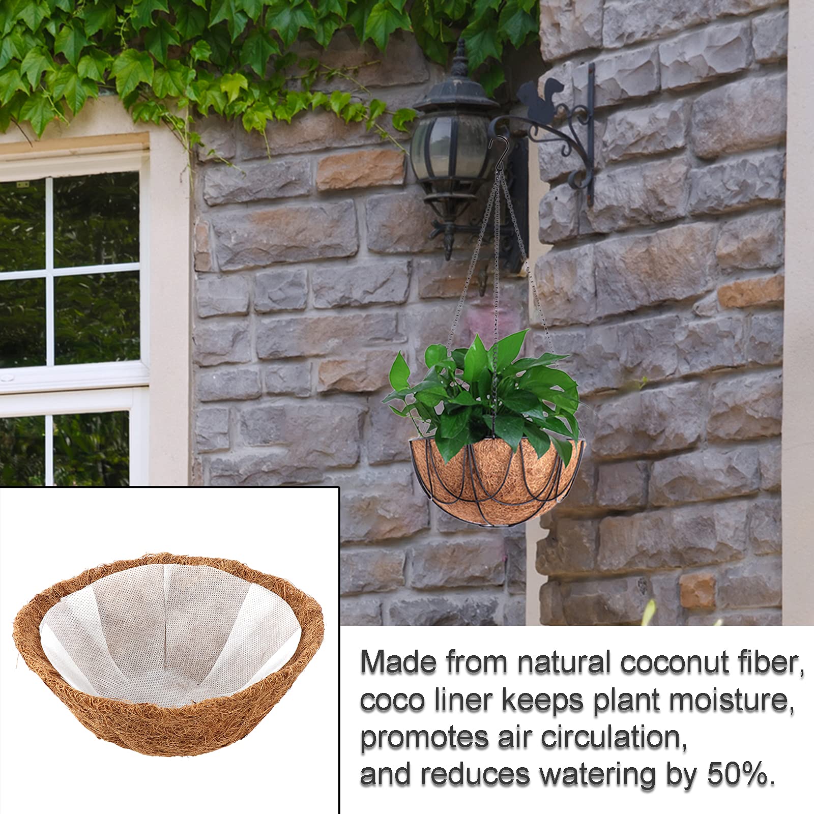 Garden Mile® Fodere in cocco naturale da 30,5 cm per cesti da appendere in giardino, per vasi di piante, drenaggio, rivestimento in cocco (rivestimento in cocco da 30,5 cm