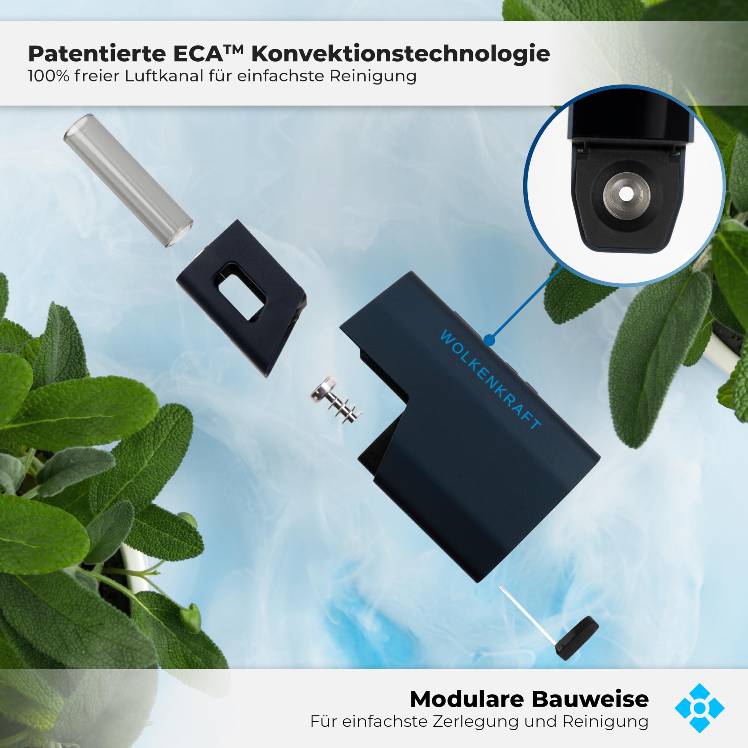 WOLKENKRAFT ÄRiS ULTRA Premium Vaporizer *Nachtblau* | Für Kräuter & Extrakte | USB-C | Titankammer | 100 - 220 °C | 3 - 7 Min. Timer | Hybrid-Konvektion | ECA-Technologie