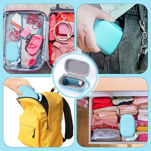 Miniatura 3 de Funda de viaje rígida para nebulizador portátilinhalador de asma, espaciador inhalador para adultos y niños, funda de transporte con cuerda cruzada
