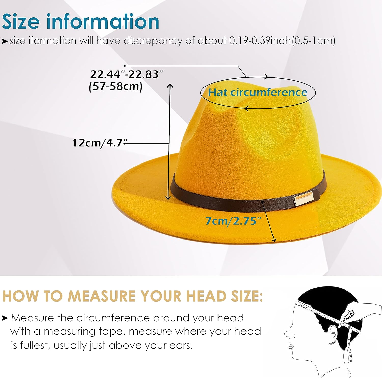 Gossifan Fedora Hats for Men Wide Brim Panama Hat with Classic Belt - Image 3