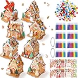 Poen 226 Pcs Christmas Gingerbread House Kit Build Gingerbread House Kit DIY Cardboard Christmas Craft Supplies for Holiday Party Fun Decoration (Classic Style)