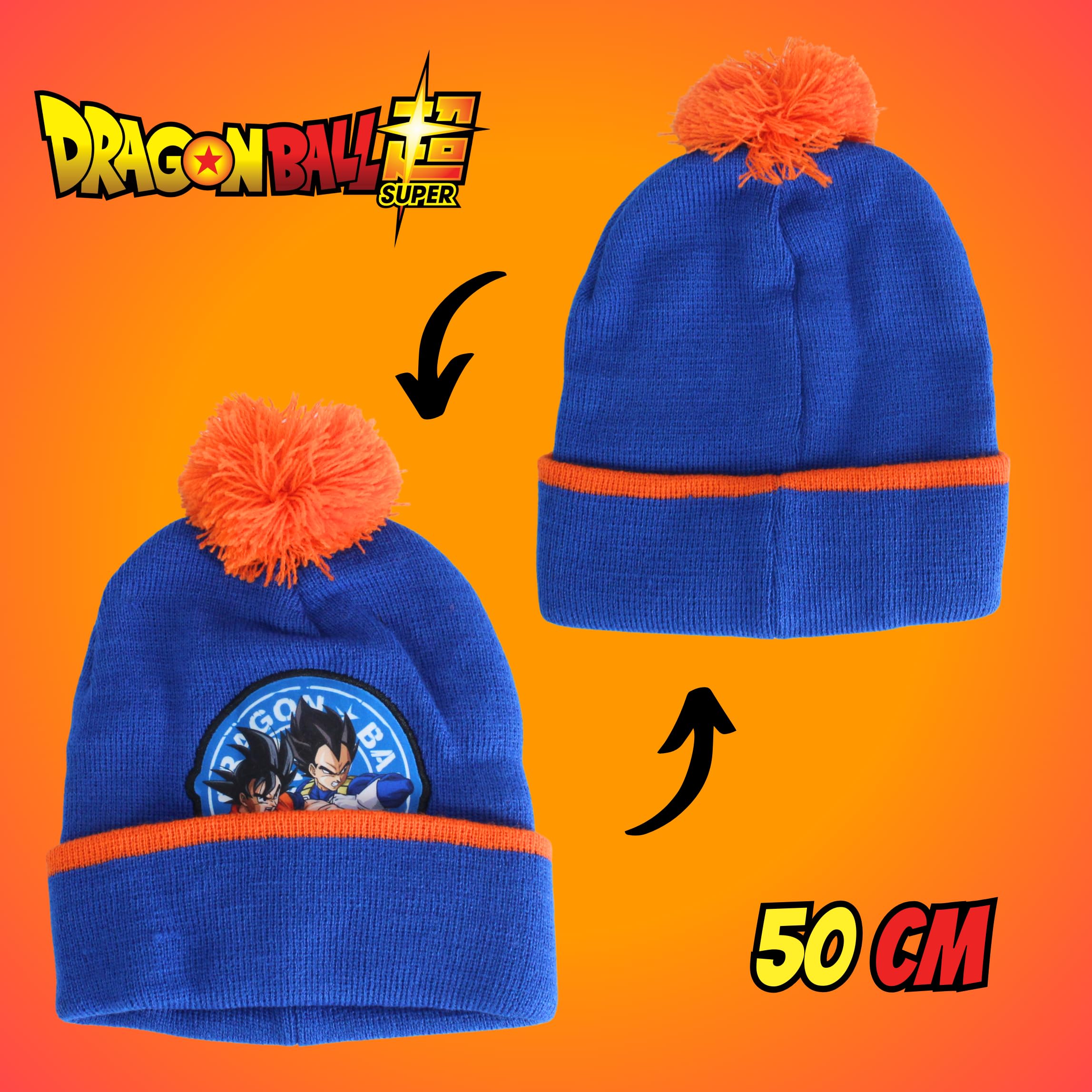 Dragon Ball Z Gorro Bufanda y Guantes para Niño, Conjunto de Invierno Infantil Diseño Goku, Regalo para Niños