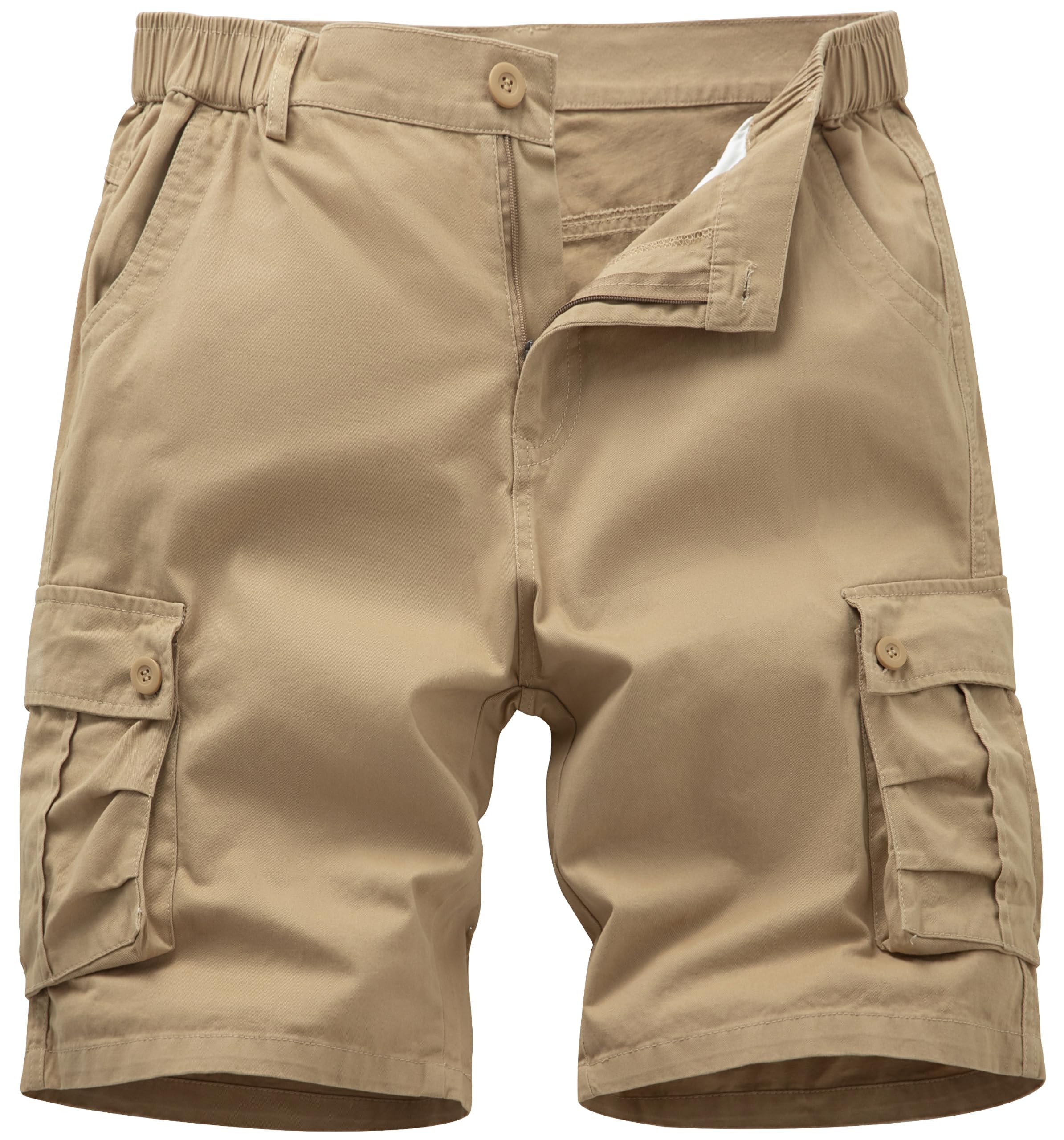 Vcansion Men's Cargo Shorts Casual Cotton Multi-Pockets Elastic Waist Camo Shorts
