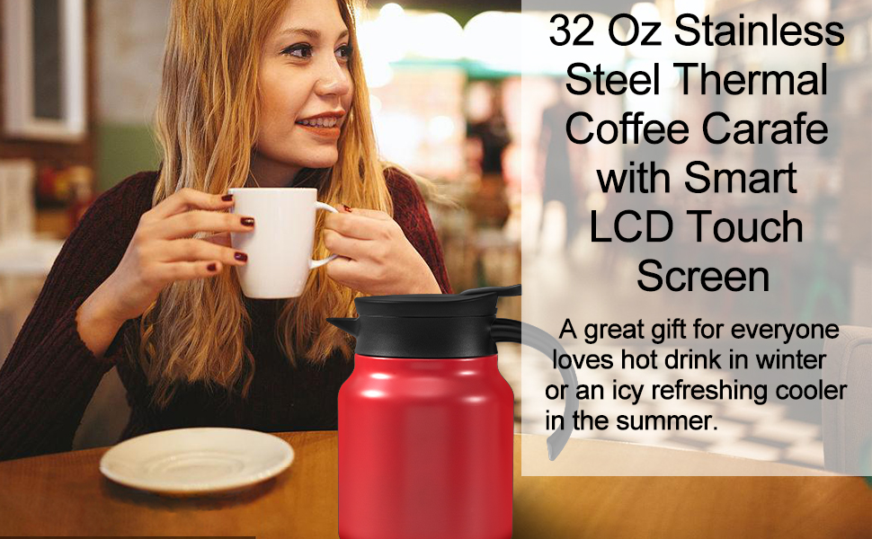 Amazon.com: 34oz Thermal Coffee Carafe with Tea Infuser/Smart
