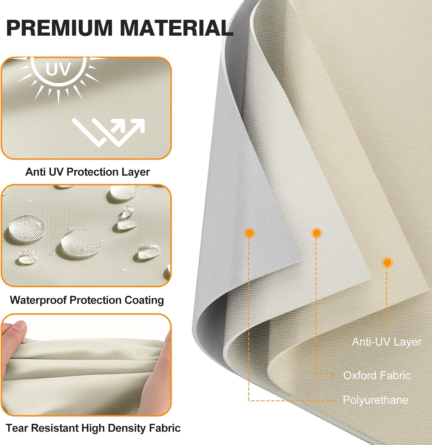 Patio Chair Covers Waterproof Heavy Duty Outdoor Furniture Cover with Air Vents for Lounge Lawn Deep Seat Outdoor Chair Beige & Brown 32W x 37D x 36H Inches (4 Pack)