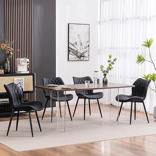 Miniatura 7 de YOUNIKE Juego de 2 sillas de comedor tapizadas de piel sintética para cocina y comedor, modernas sillas laterales para sala de estar y dormitorio