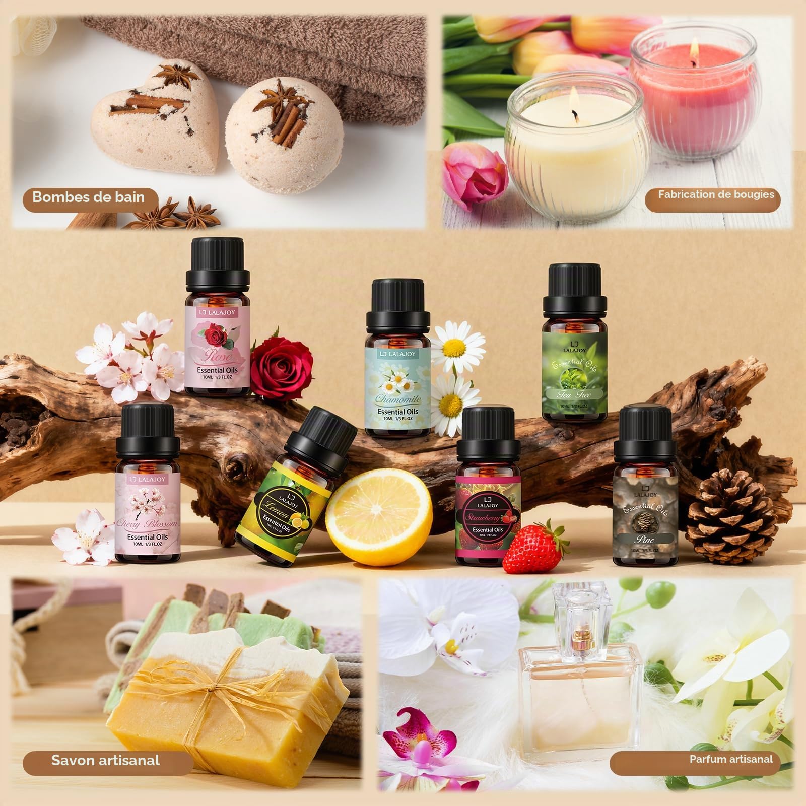 Kit Huiles Essentielles - 40 x 10 ML Huile Essentielle Aromathérapie Pures & Naturelle, pour Diffuseur, Massage, Bougies, Yoga, Aromathérapie et Humidificateurs
