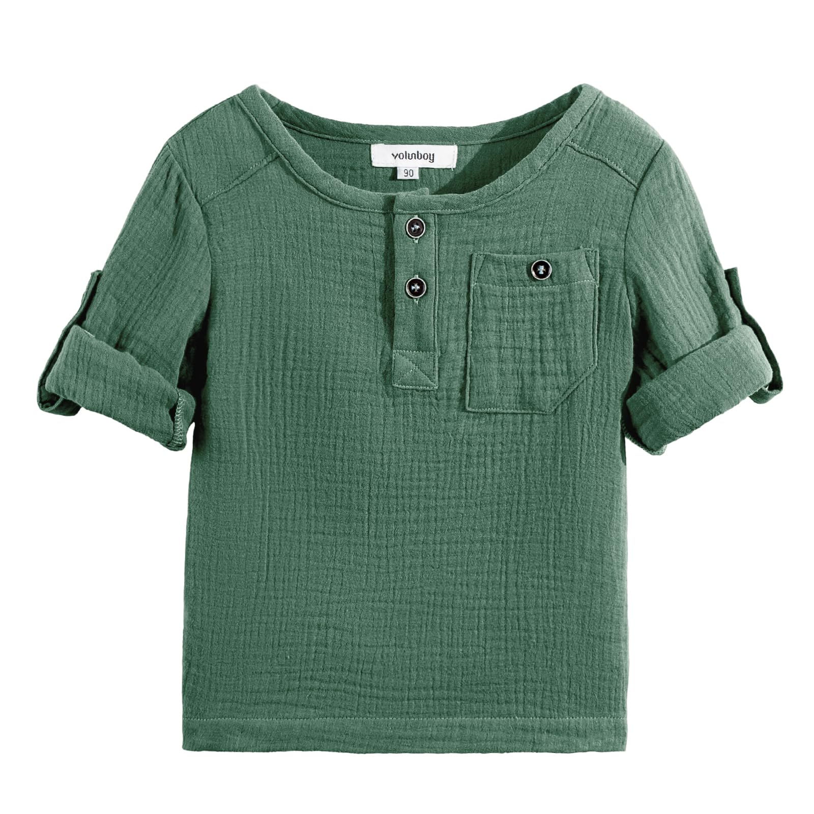 Volunboy Henley T Shirt à Manches Longues Bébés Garçon, Coton Décontracté T-Shirts Bouton Col Rond