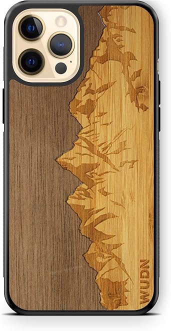 WUDN Slim Wooden Phone Case Sawtooth Mountains | Walnut Sky Compatible with iPhone 12 Pro Max