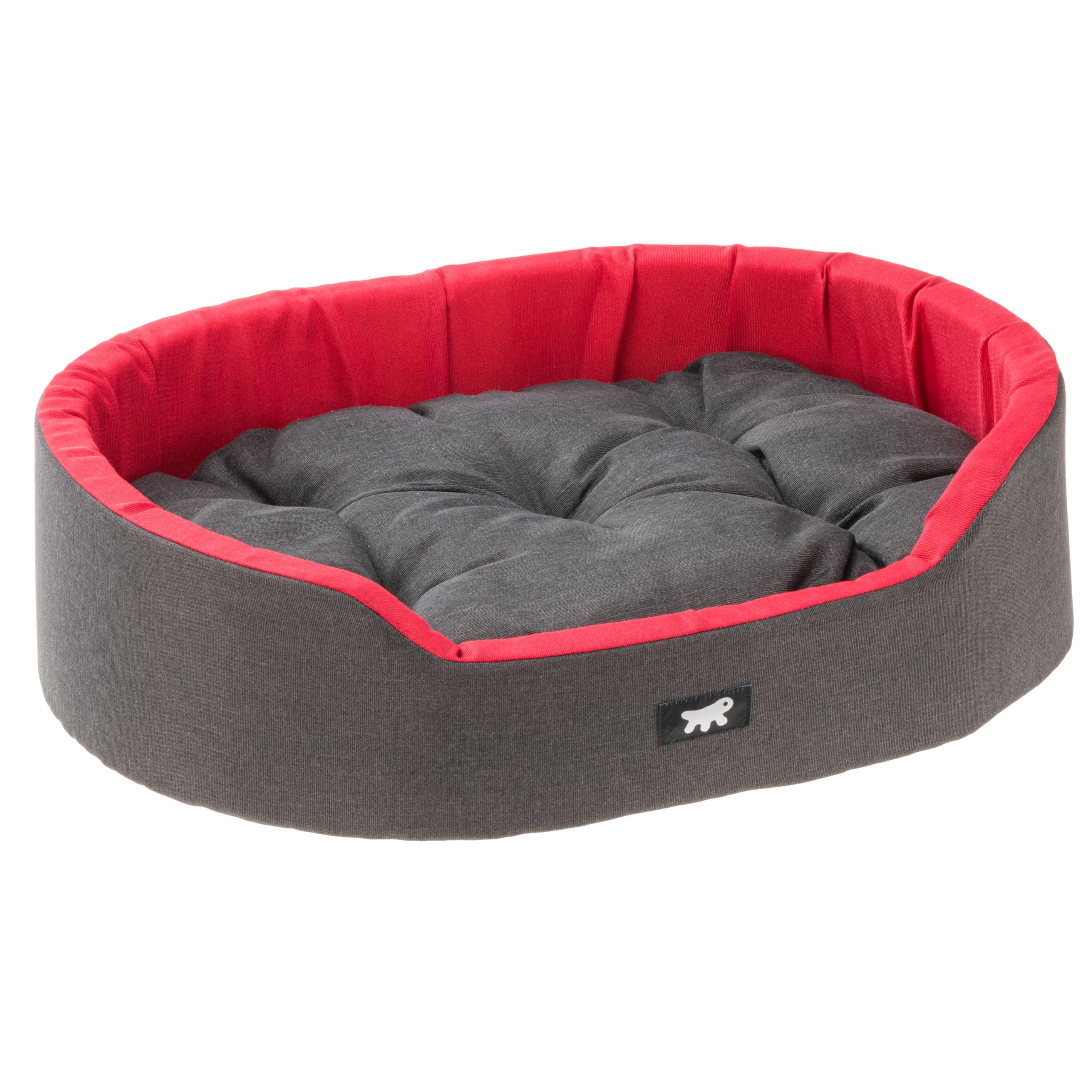 Ferplast Dog Bed Dandy - Removable, Washable Cushion, Cotton Cover with Soft Padding, also ideal as a Cat Bed, 45 x 35 xh 13 cm, Red