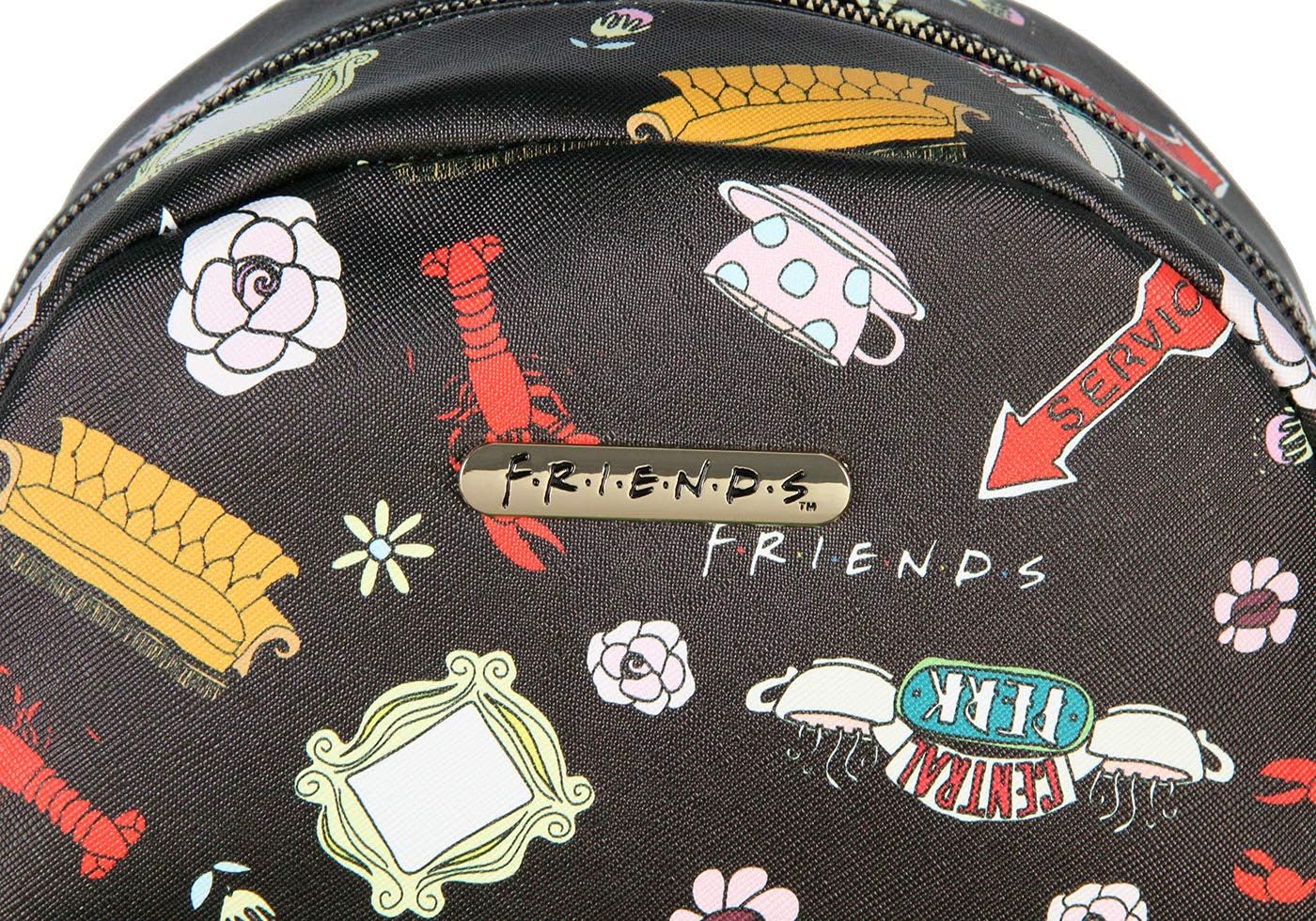 Bioworld Friends TV Show Allover Toss Print Faux Saffiano Leather Mini Backpack Bag - Image 4