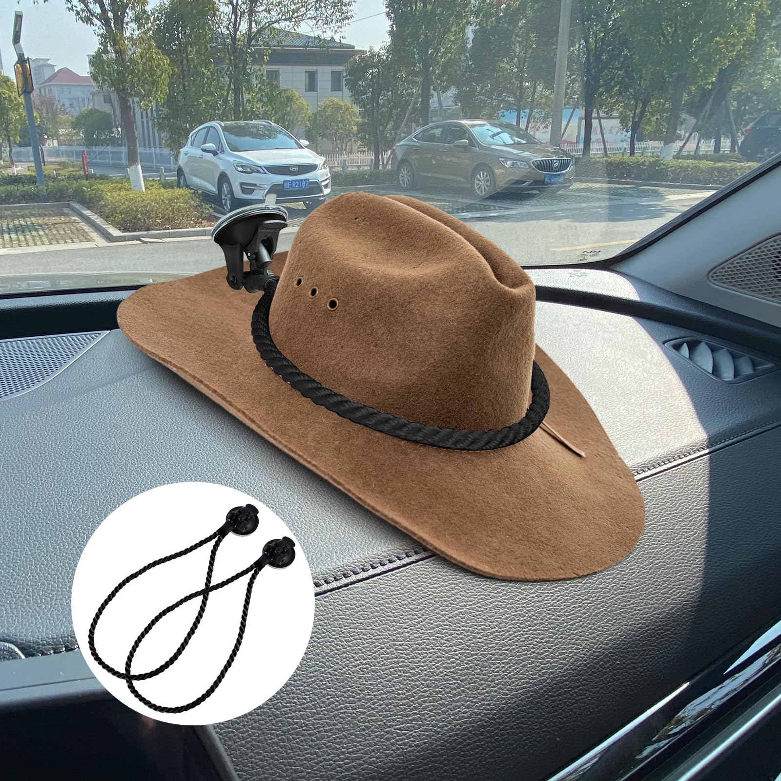 NIXRETCowboy Hat Rack,Cowboy Mount Rope Rack with Suction Cup for Vehicle