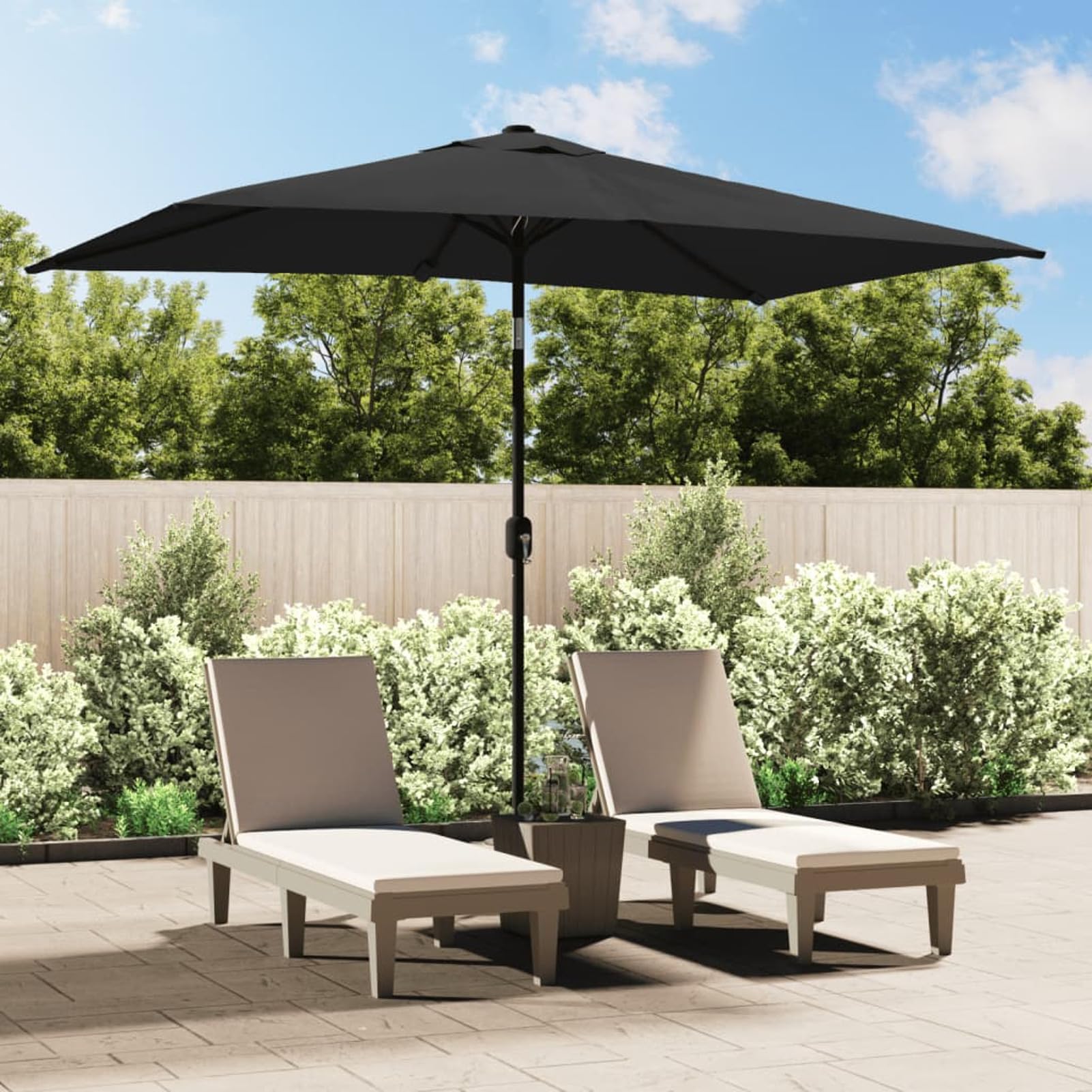 Homgoday Sombrilla de jardín con Palo de Metal Antracita 300x200 cm Sombrilla de Jardín,Protección UV Sombrilla Jardín Grande Orientable Jardín Parasol Balcón