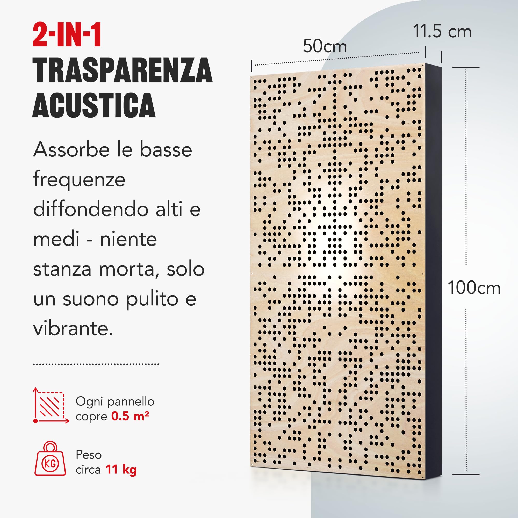 Addictive Sound Pannelli Fonoassorbenti in Legno - Acustici e Isolanti per Insonorizzazione Stanza 120x60x10cm - Curcuma