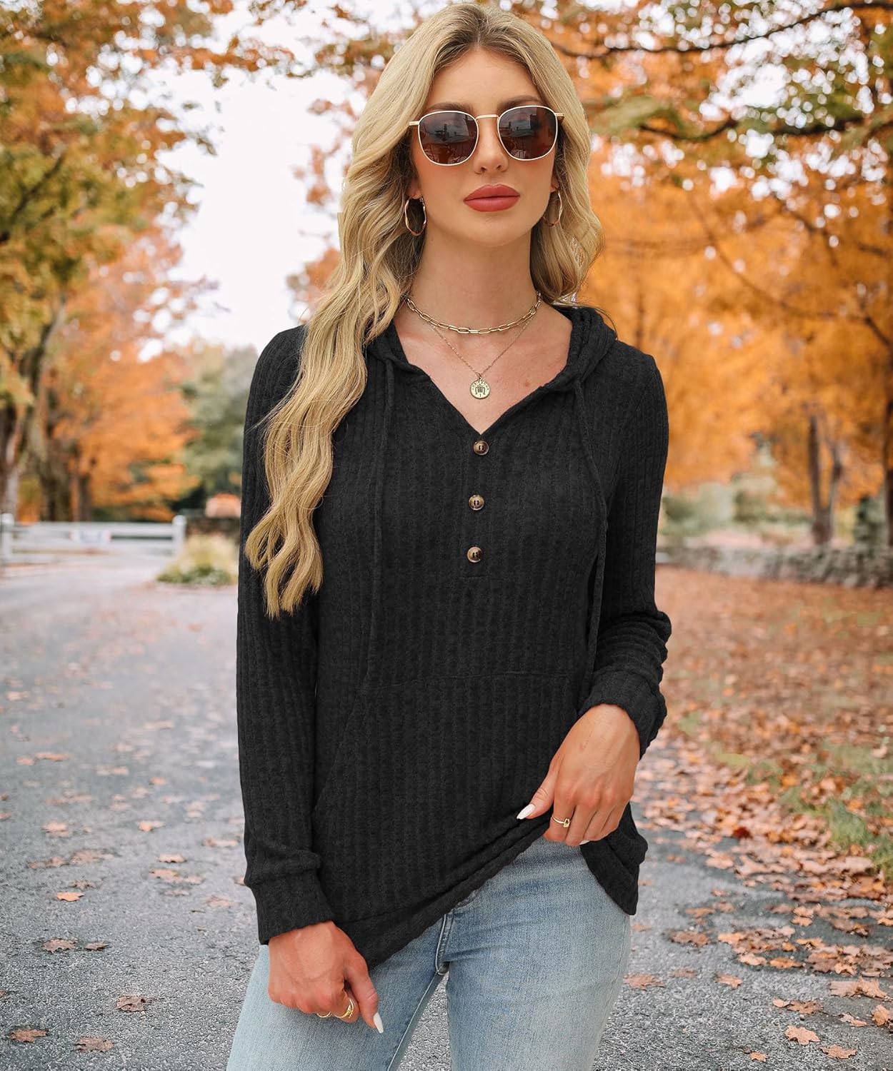 Womens Sweaters Fashion Hoodies Long Sleeve Tops Casual Sweatshirts Fall Outfits Pullover Winter Clothes 2025 - Image 2