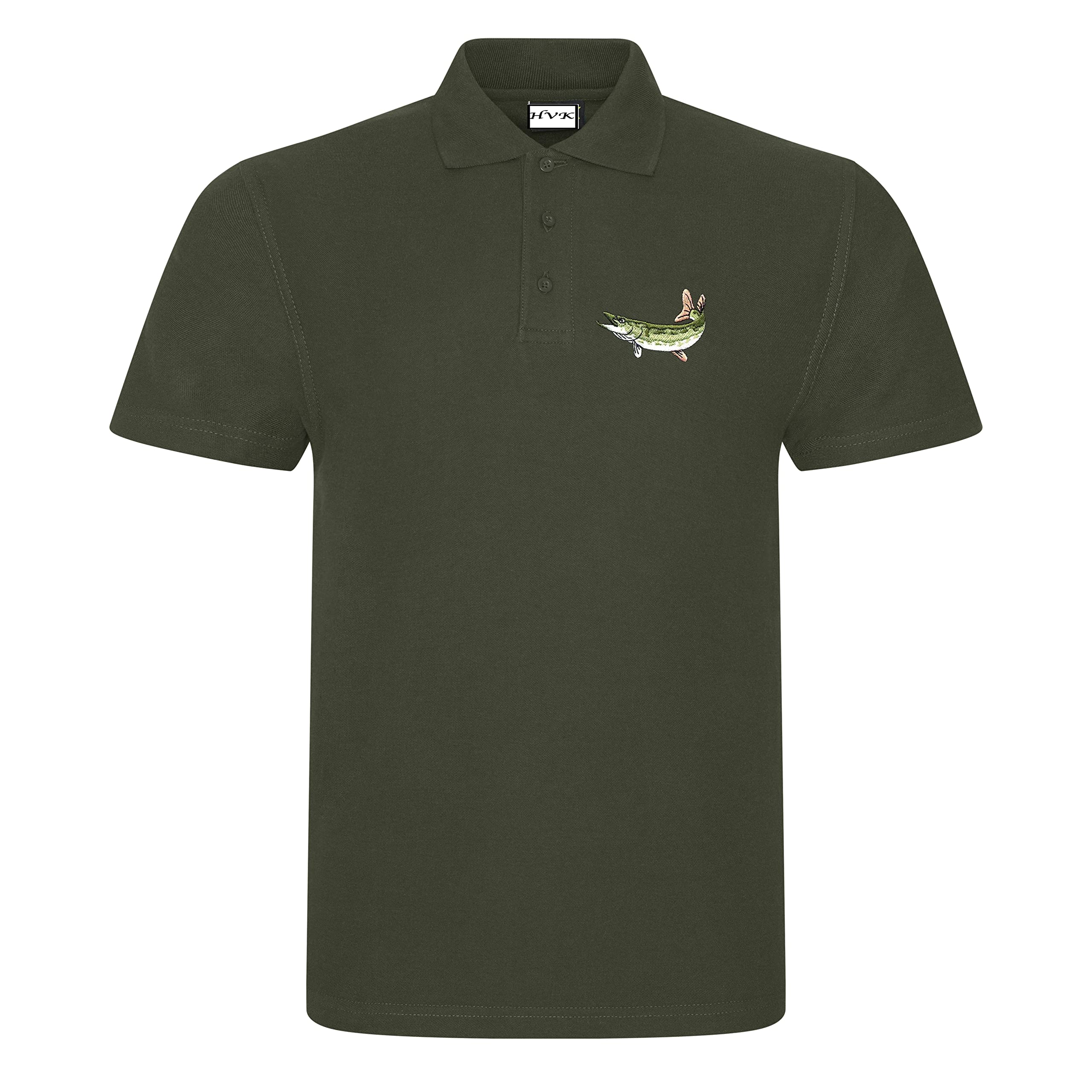 HiViz Kings Pike Fishing Embroidered Polo Shirt Pristine Finish Affordable Quality (as8, Alpha, 3X_l, Regular, Regular, Khaki)