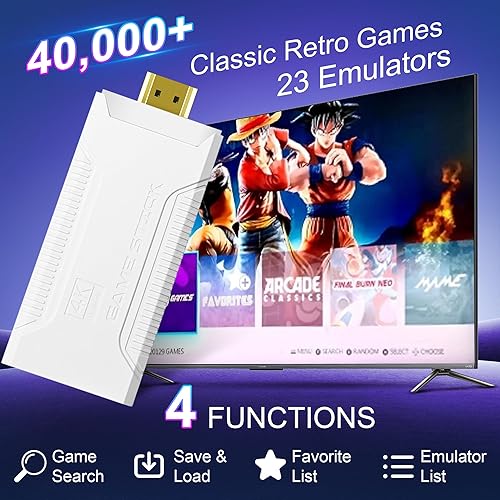 Miniatura 3 de Consola de juegos retro con más de 40,000 juegos clásicos, Game Stick con 23 emuladores, edición 2026 Plug & Play 4K salida HDMI, controladores