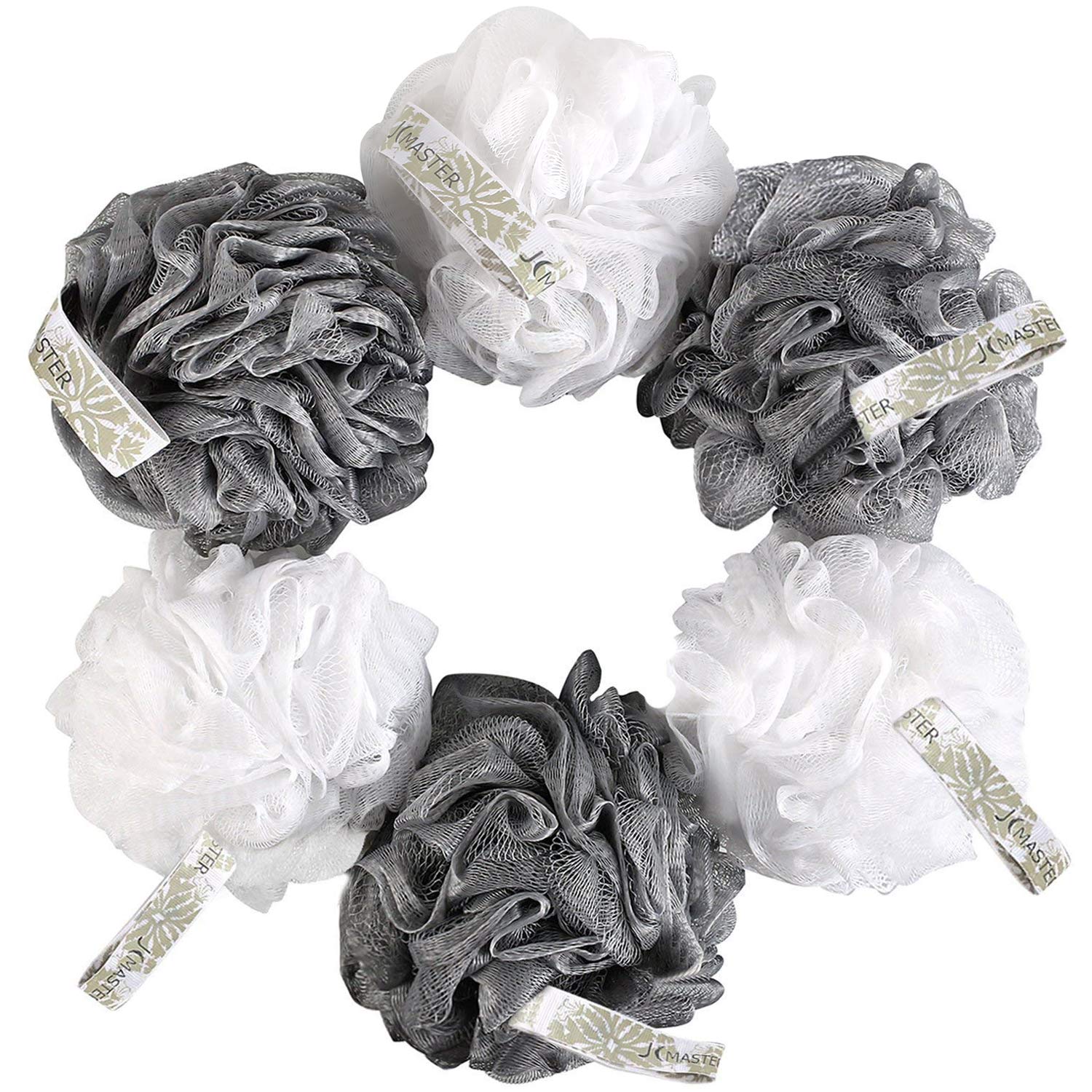 JCMASTER Bath Shower Loofah Sponge Mesh Pouf Exfoliating, 75g White and