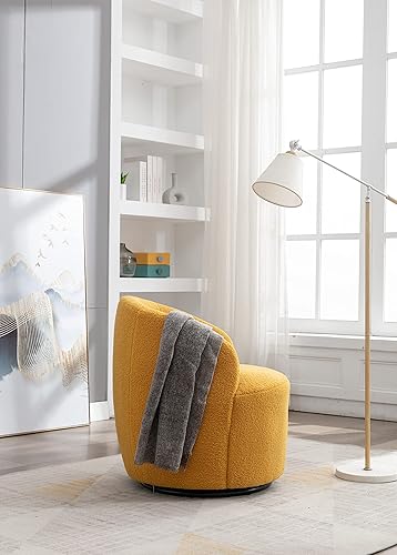 Miniatura 5 de INMOZATA Sillón giratorio, silla de barril moderna con acento tapizado, silla redonda tapizada en tela de terciopelo para sala de estar, dormitorio,
