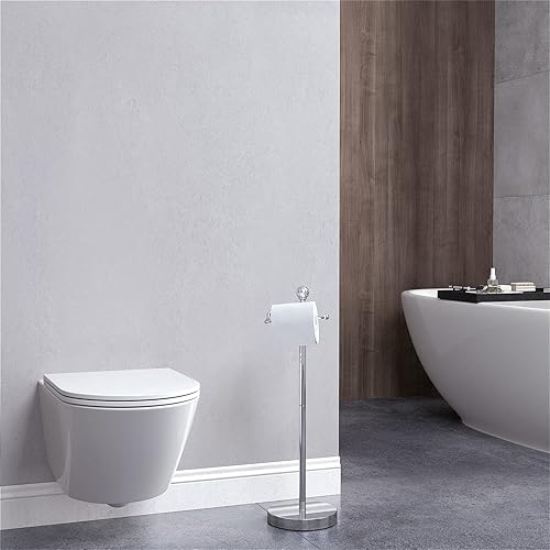 Miniatura 4 de Soporte de papel higiénico (con función de reserva) Soporte de papel higiénico independiente para baño, altura total de 24.4 pulgadas con acabado de