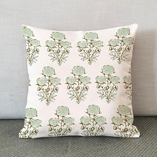 Miniatura 2 de Chinoiserie Mughal Gardens - Fundas de almohada florales de primavera estilo asiático, funda verde menta, decoración del hogar para sofá, sala de