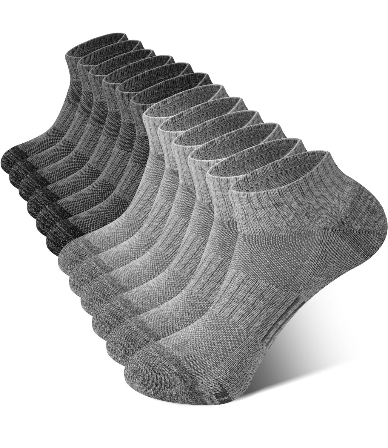 BAMBOO COOL Calcetines de tobillo para hombre, atléticos, de corte bajo, acolchados, absorben la humedad, calcetines para correr, soporte de arco transpirable, paquete de 6