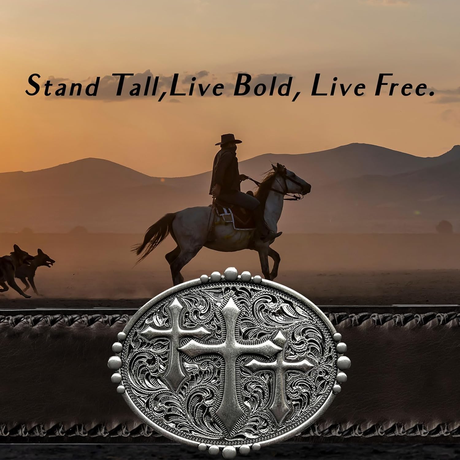 Religious Cross Western Belt Buckles for Men Cowboy Belt Buckle Cowgirl Faith Belt Buckles - Image 3