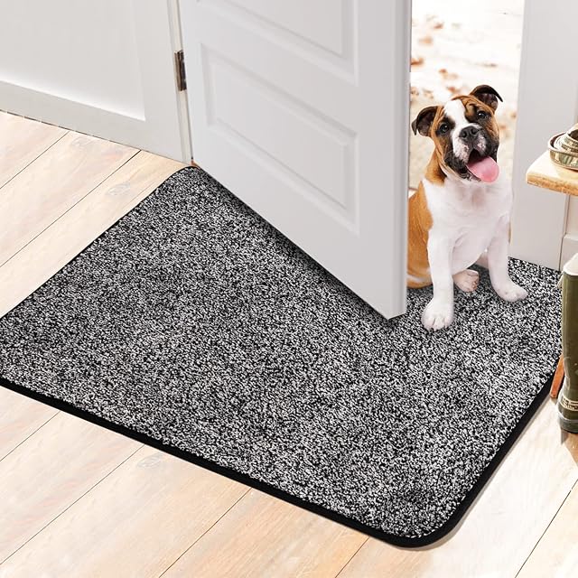 Walensee Indoor Doormat, Front Door Mat for Entrance (50x80cm Black) Machine Washable Entryway Rug Non Slip Dirt Trapper Door Rugs Absorbent Low Profile Shoes Scraper Inside Floor Mats for Entry