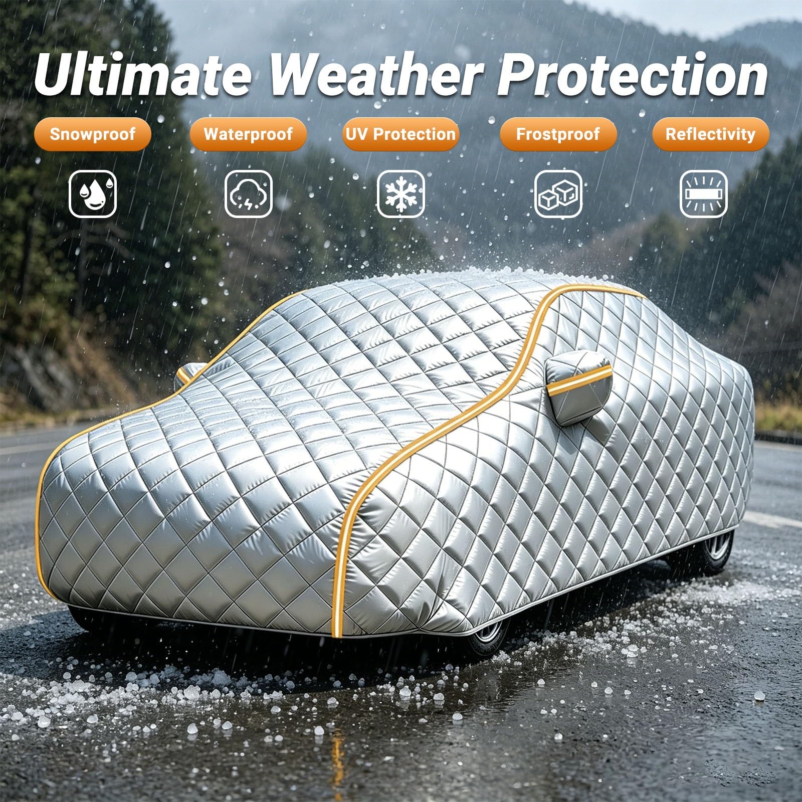 Funda Coche antigranizo Compatible con VW Touran | Lona coche exterior transpirable,resistente al polvo,viento,arañazos y rayos UV,con bandas reflectantes