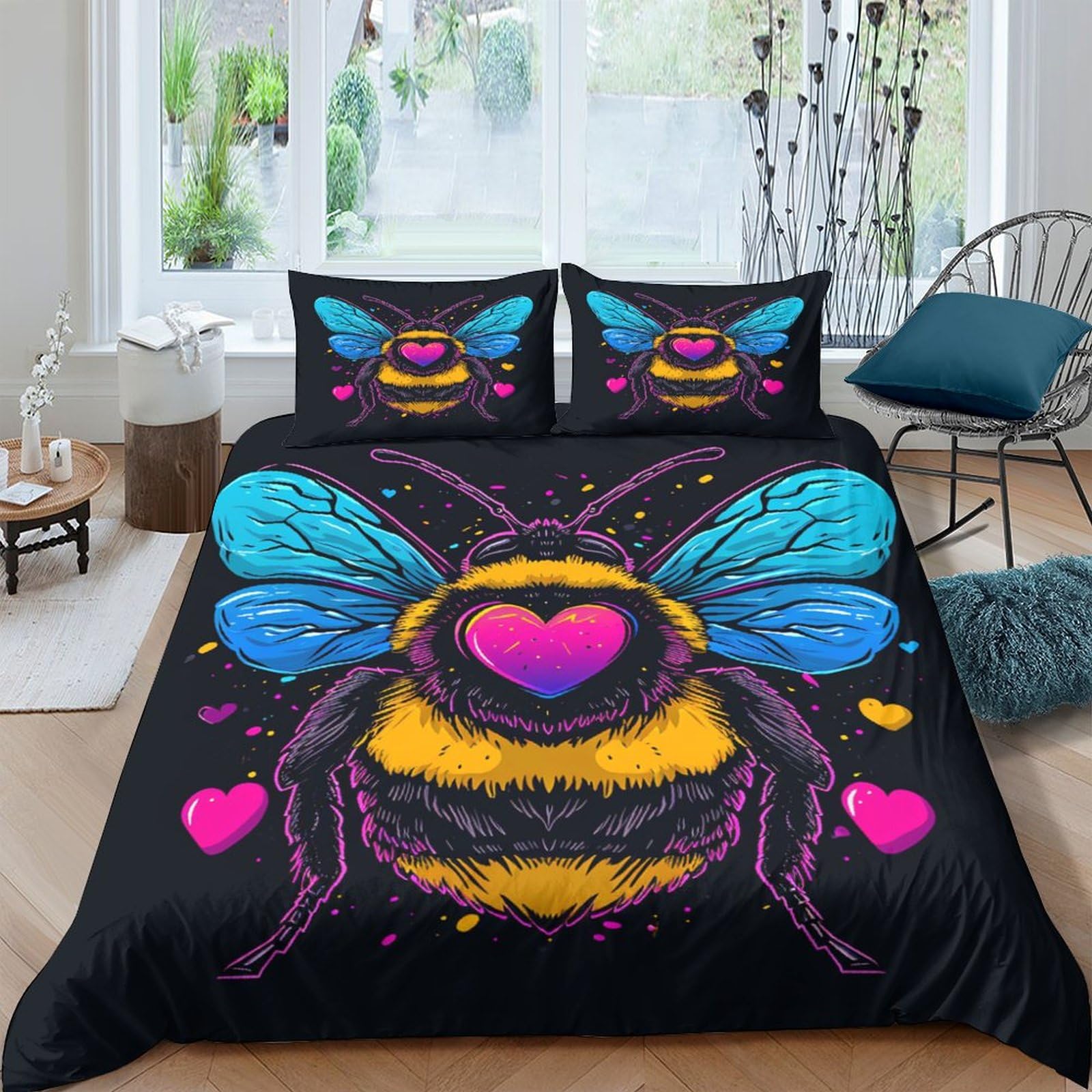Housse de couette 3D abeille 3 pièces pour offrir un sommeil doux et tempéré toute l'année