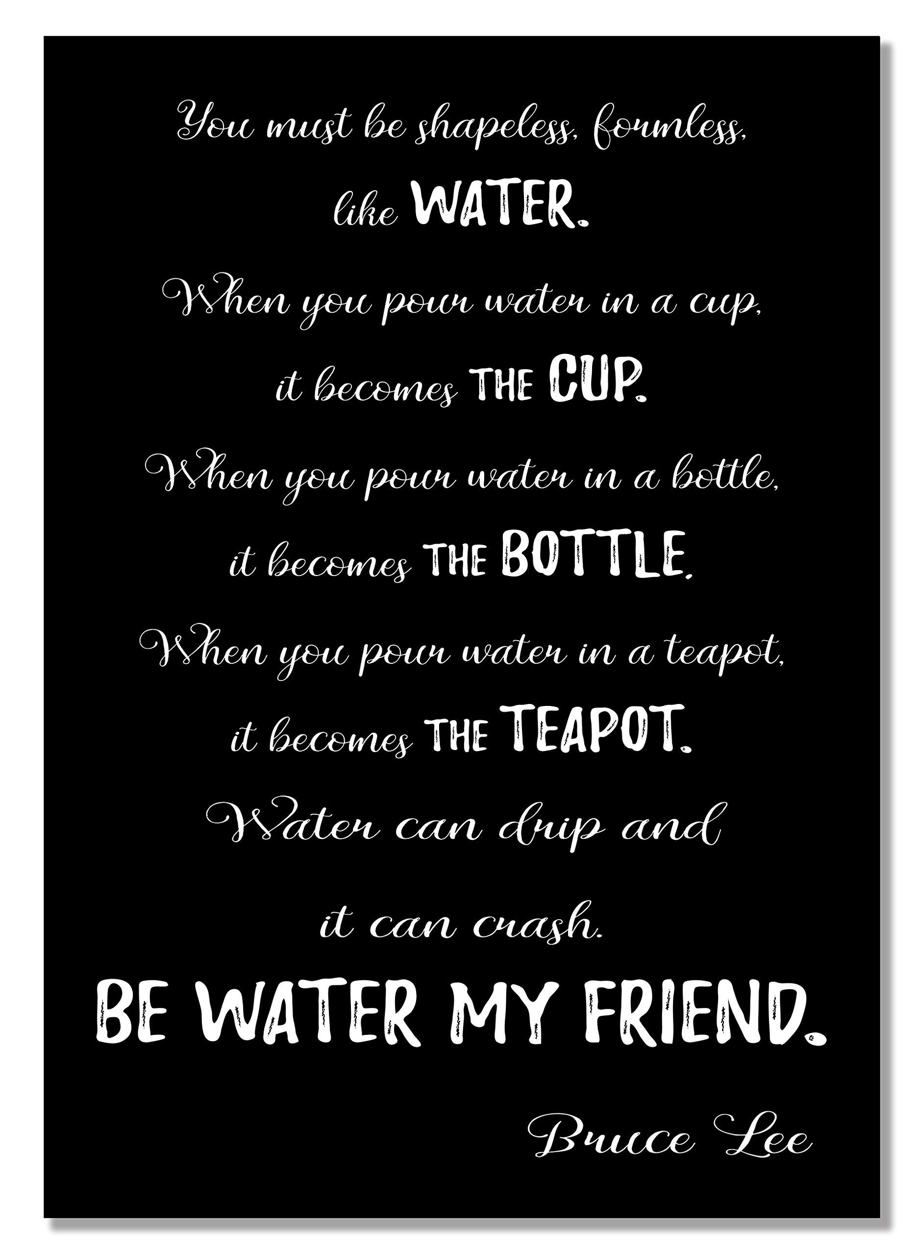 Boblet Posters Bruce Lee Full Water Quote #B A4 Unframed My Friend Black and White Motivation Inspiration Photo