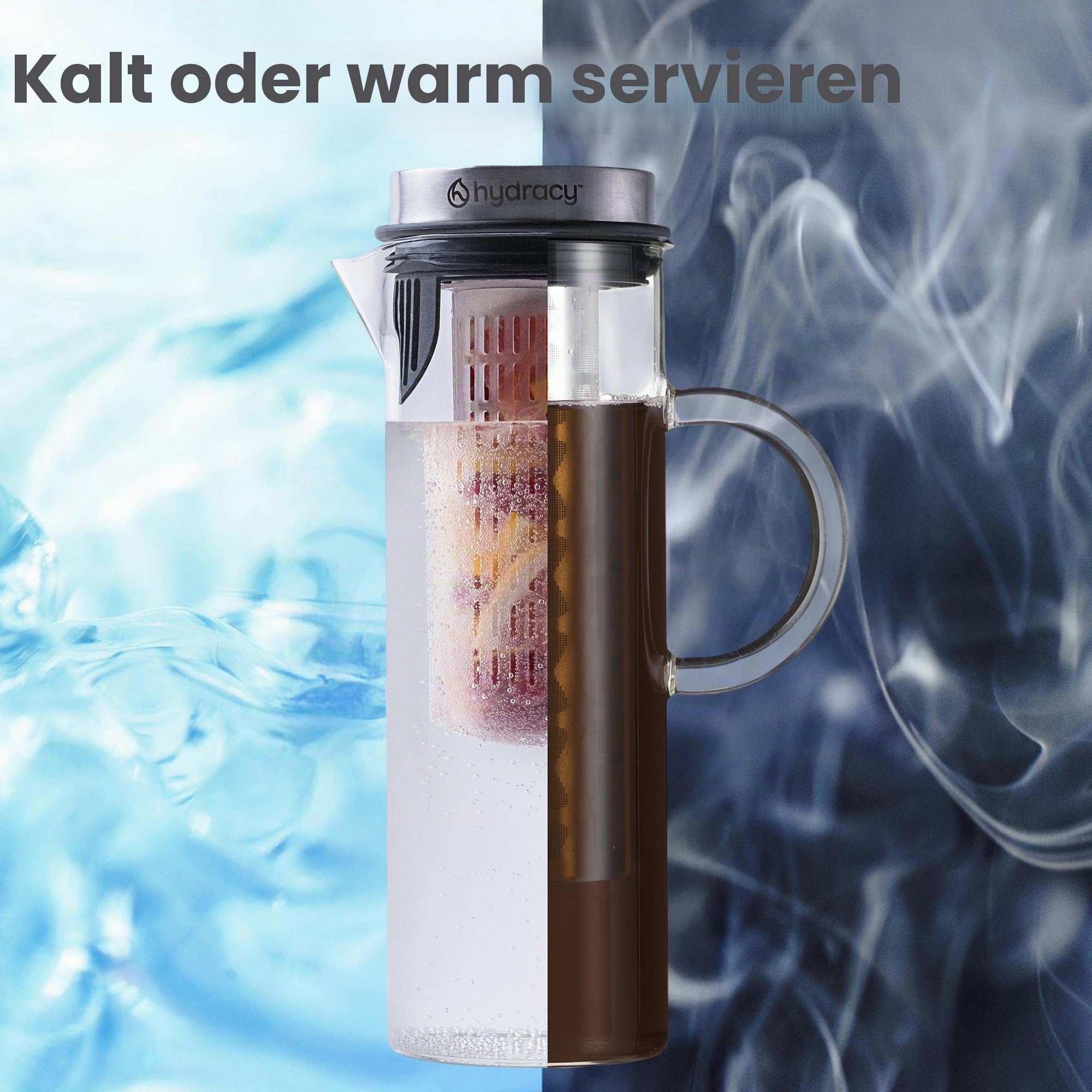 Cold Brew Kaffee Kalt Zubereiter,Glas Karaffe für Eiskaffee & Eistee 1,5L