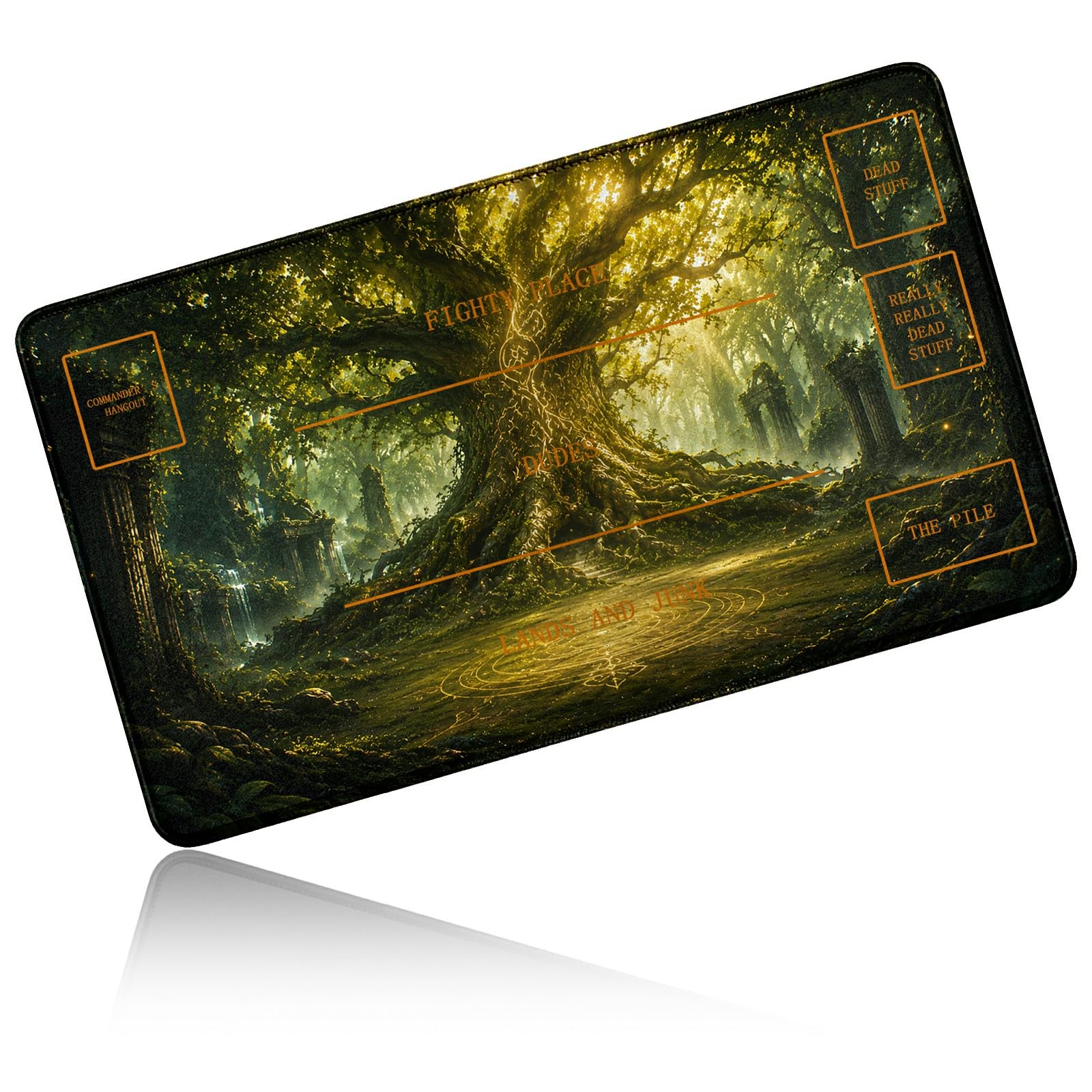 Dikoer for MTG/TCG Playmat w/Zones Commander Deck Gaming Mat, Forest Trees