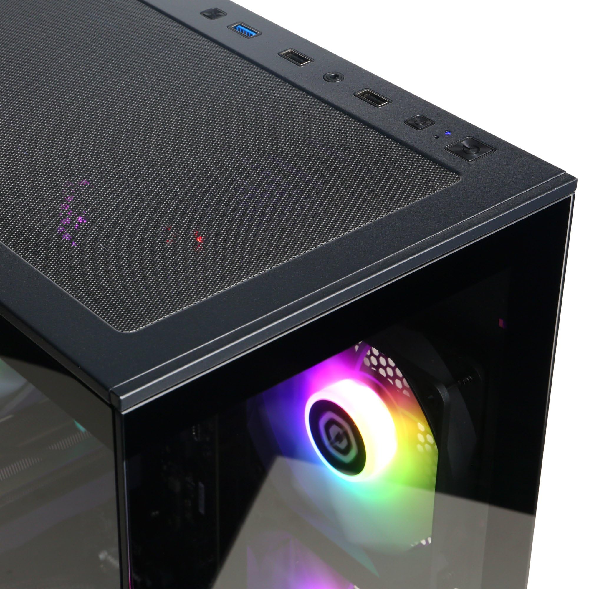 CYBERPOWERPC Wyvern Gaming PC - AMD Ryzen 7 5700X, Nvidia RTX 5060 8GB, 16GB RAM, 1TB NVMe SSD, 650W 80+ PSU, Wi-Fi, Windows 11, Prism Panoramic RGB Black