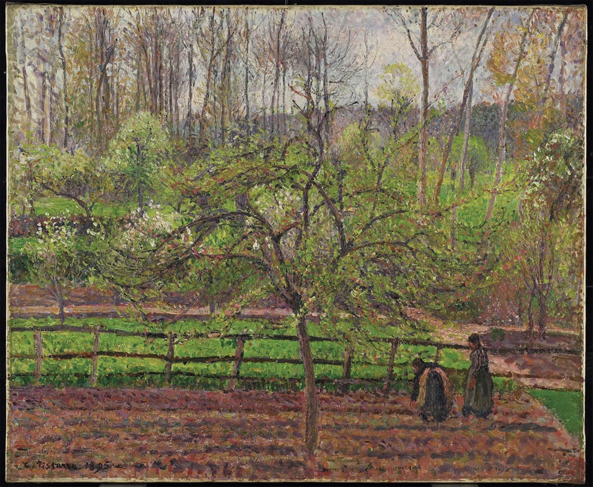 Serendipitp No Frame Vintage Picture Print On Canvas Wall Art Poster Springtime Grey Weather Eragny By Camille Jacob Pissarro Artwork Print Poster For Wall Decor 60X90cm