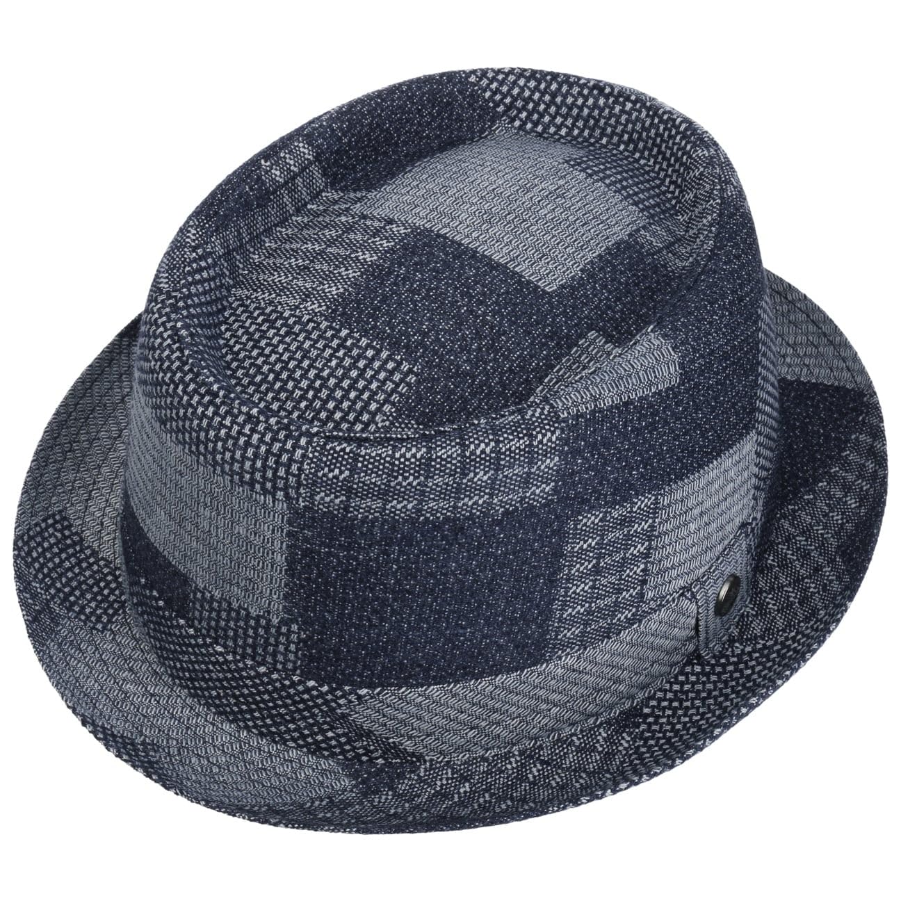 Lierys Chapeau Denim Patchwork Pork Pie Femme/Homme - Made in Italy Porkpie en Coton avec Doublure Printemps-ete Ete