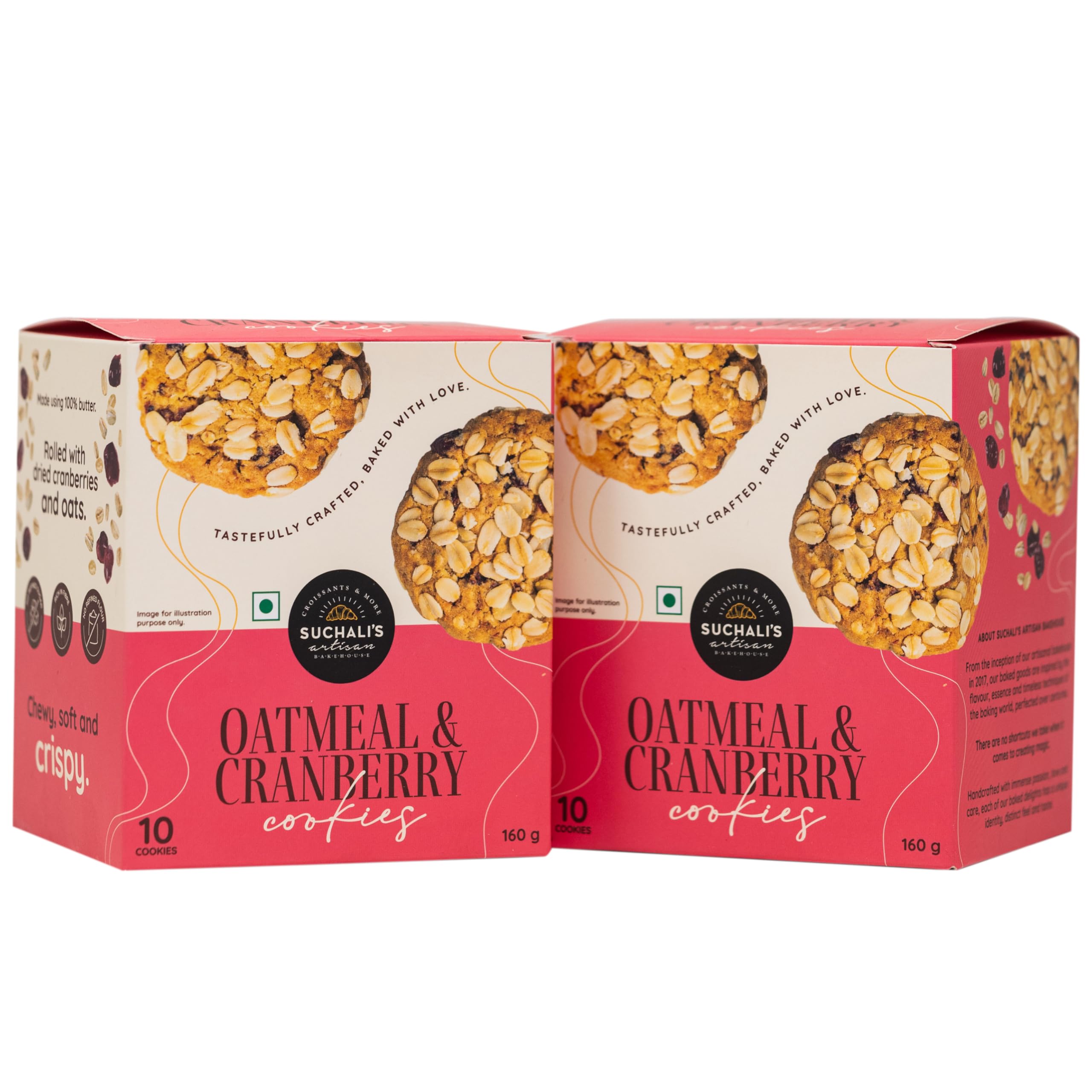 Suchalis Artisan Bakehouse Oatmeal & Cranberry Cookies | 10 Cookies In Each Pack | Zero Maida & Healthy Nutritious|(16g x 10) | Pack Of 2 (B0DCK5WF98) Amazon Price History, Amazon Price Tracker